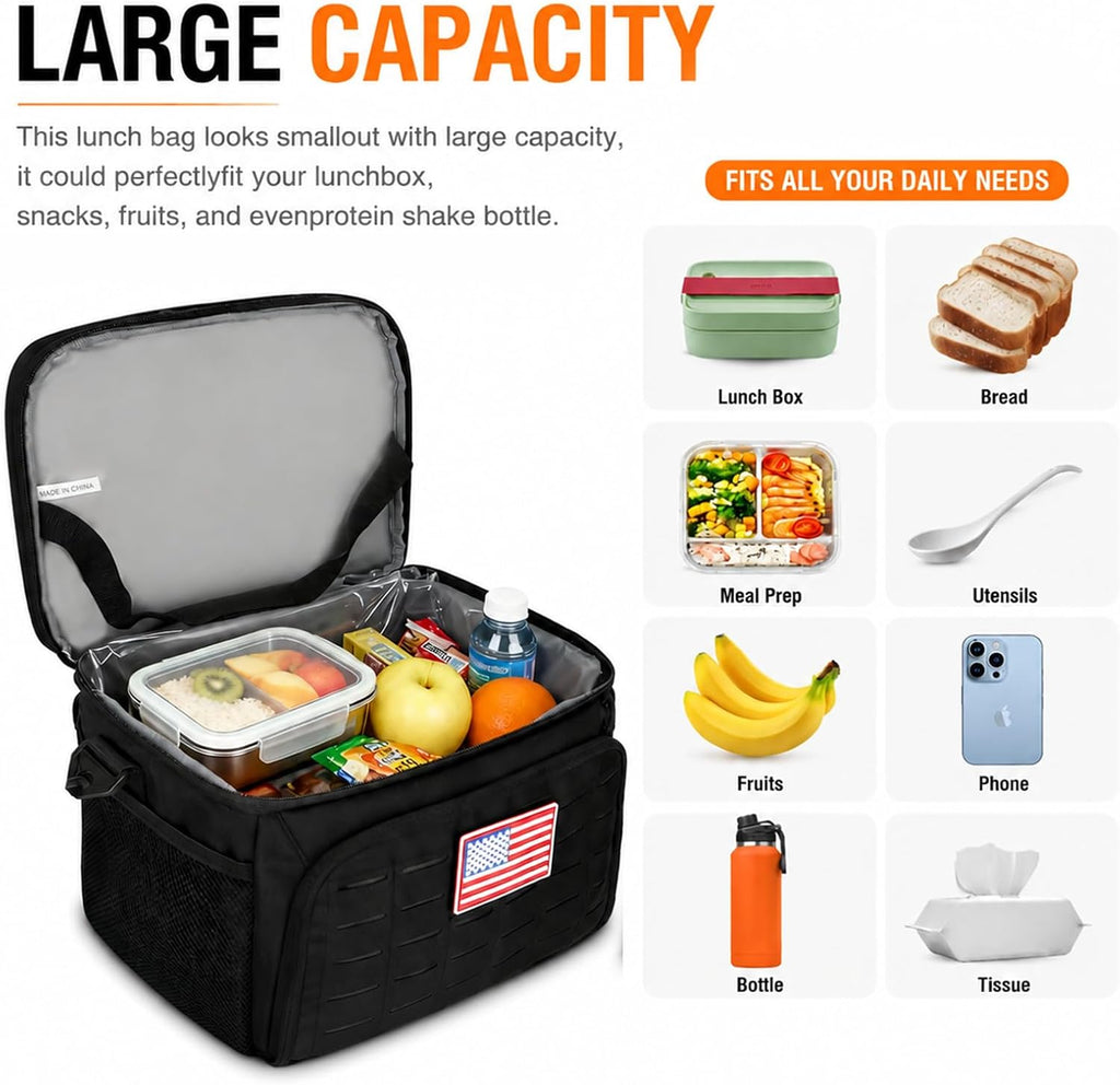 Goloni Lunch Box for Men & Women, Small Cooler Soft Thermal Leakproof Bag with Shoulder Strap, Multi-Pockets for Picnic, Beach, Camping