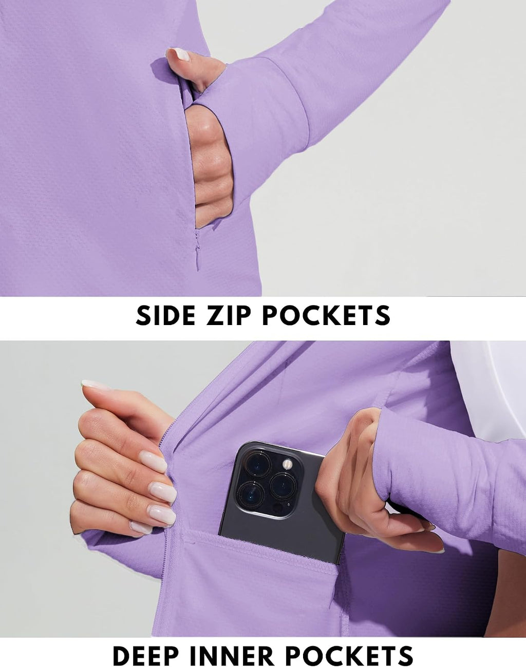 COOrun Women's UPF 50+ Jackets Sun Protection Golf Athletic Jackets Lightweight Full Zip Long Sleeve Shirts with Pockets
