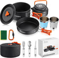 HOMGEN Portable Ultralight Anodized Aluminum Camping Cookware Set - Nesting Camping Pot and Pan-800ml Insulated Teapot-Carrying Bag-for Camping Hiking Picnic RV Trip
