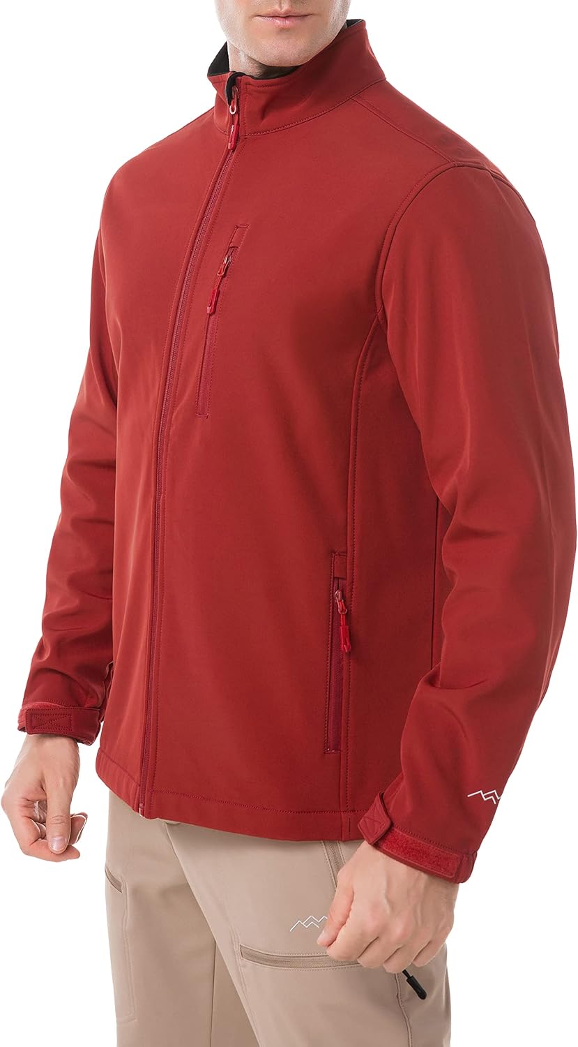 TRAILSIDE SUPPLY CO. Men's Softshell Jacket Fleece Lined Windbreaker,Lightweight Water Resistant Winter Coat