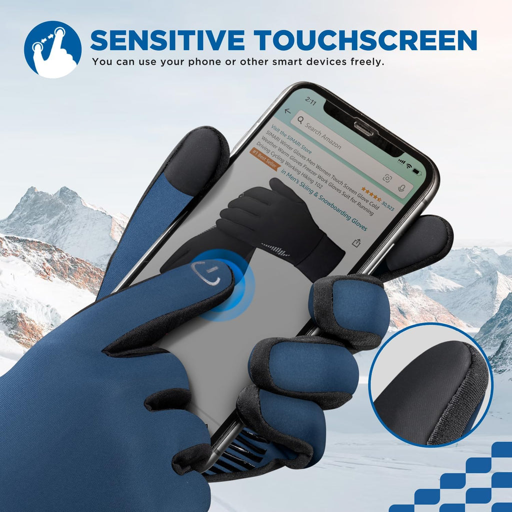 SIMARI Winter Gloves for Women Men - Cold Weather Thermal Touch Screen Ski Snow Glove Liners, Non-Slip Palm & Warm Fleece Lined, for Running Cycling Driving Hiking Walking Sports Outdoor Texting Work
