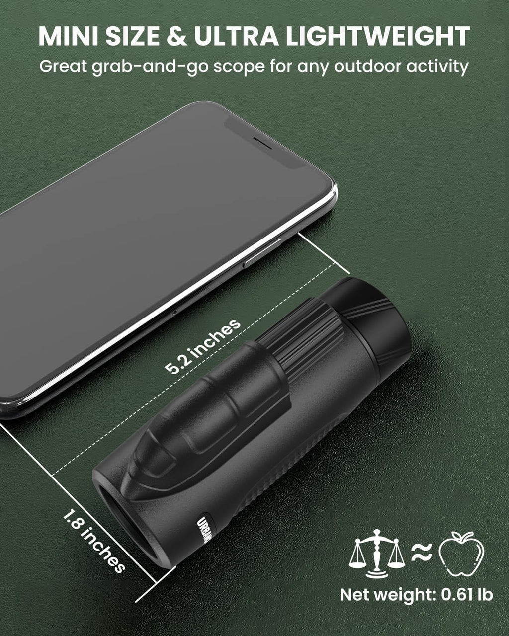 8x32 Pocket Monocular for Adults High Powered IP67 Waterproof for Outdoor