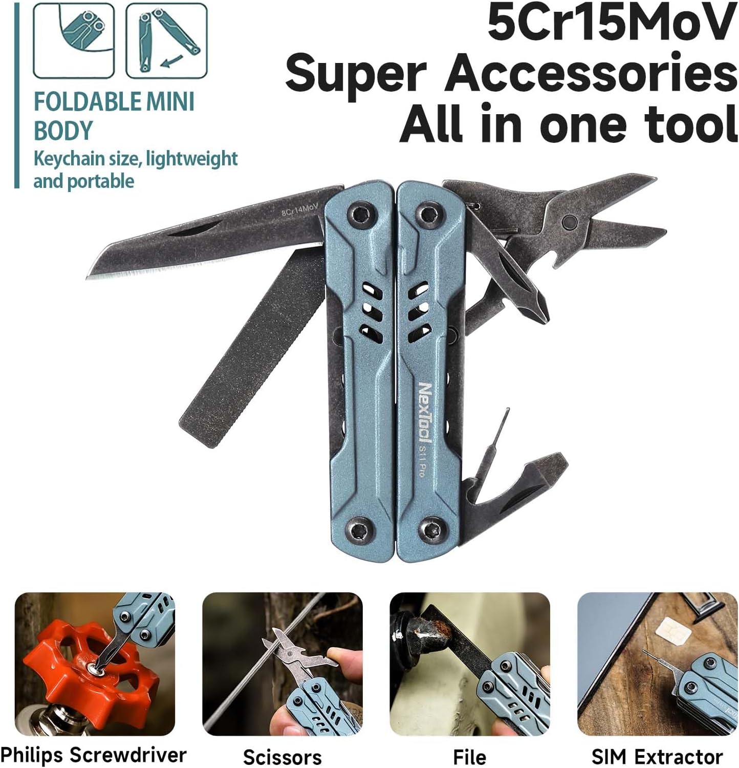 NexTool Mini Sailor S11 Pro, 12-in-1 Compact Keycain Multitool