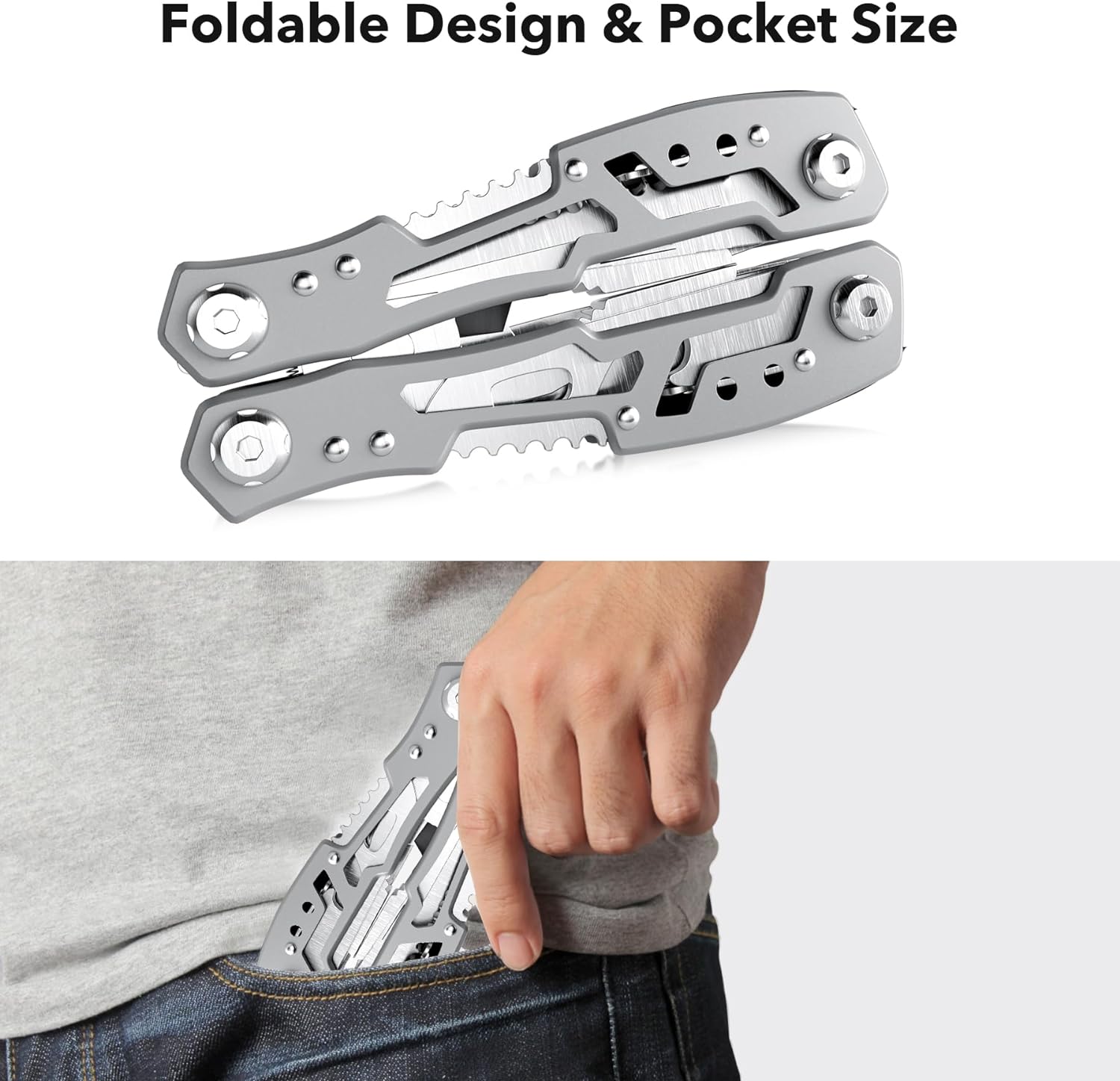 14-In-1 Multitool Pliers，Premium Portable Multi Tool ，with Safety Locking Professional Stainless Steel Multitool Pliers Pocket Knife,Apply to Survival, Camping,