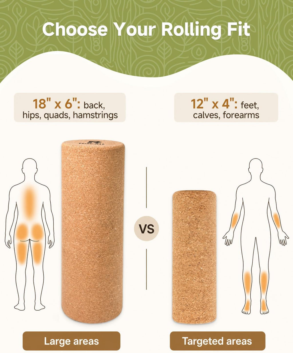 Rocalt Cork Roller, Firm Foam Roller Alternative for Massage, 12 x 4 in
