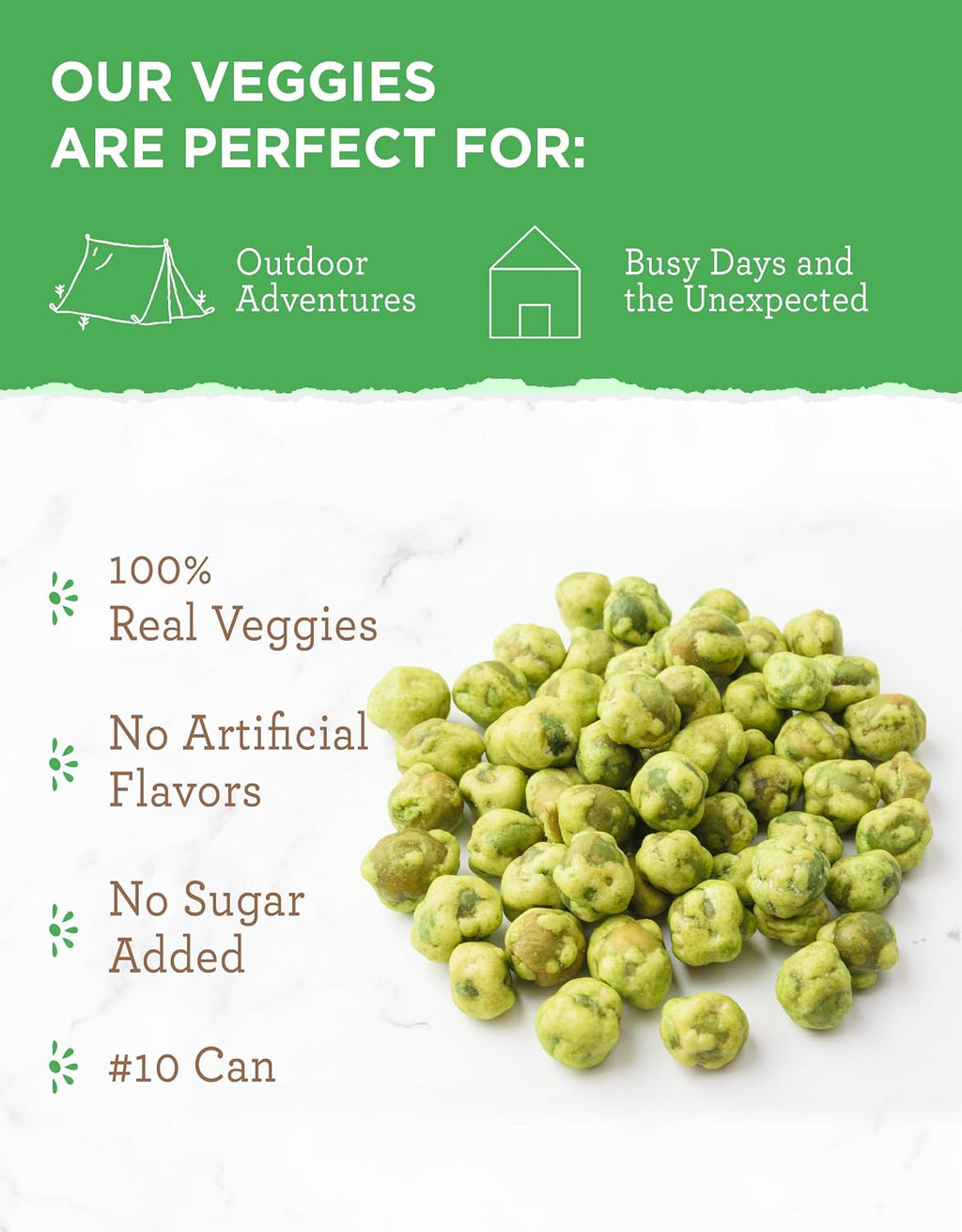 SIMPLE KITCHEN Freeze Dried Peas #10 Can, 17 Servings, Emergency Camping