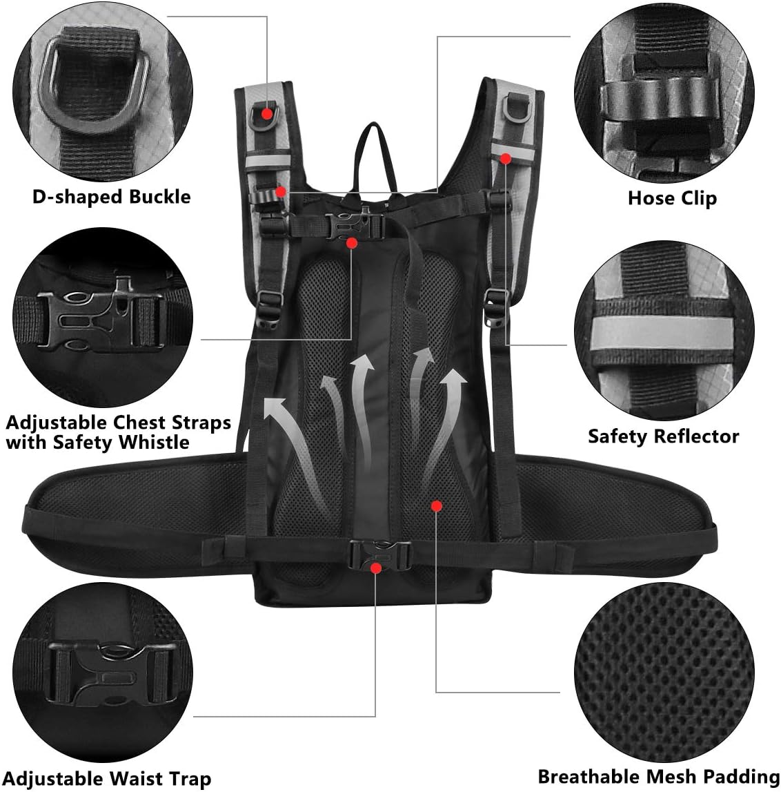 Hydration Backpack with 3L Water Bladder, Small Hydration Pack Backpack for Men Women, Lightweight Water Backpack with Cooler Layer for Running, Biking, Hiking