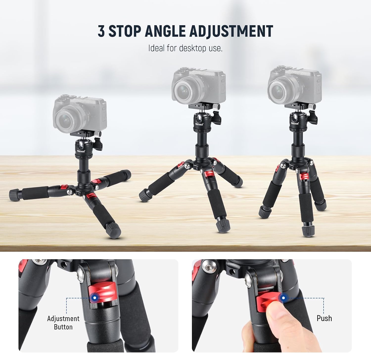 NEEWER Portable Travel Mini Tabletop Tripod, Aluminum Alloy 20''/ 50cm Desktop Desk Tripod with 360 Degree Ball Head, 1/4" Quick Shoe Plate for DSLR Camera Video Camcorder, Max Load 11 lb/5 kg