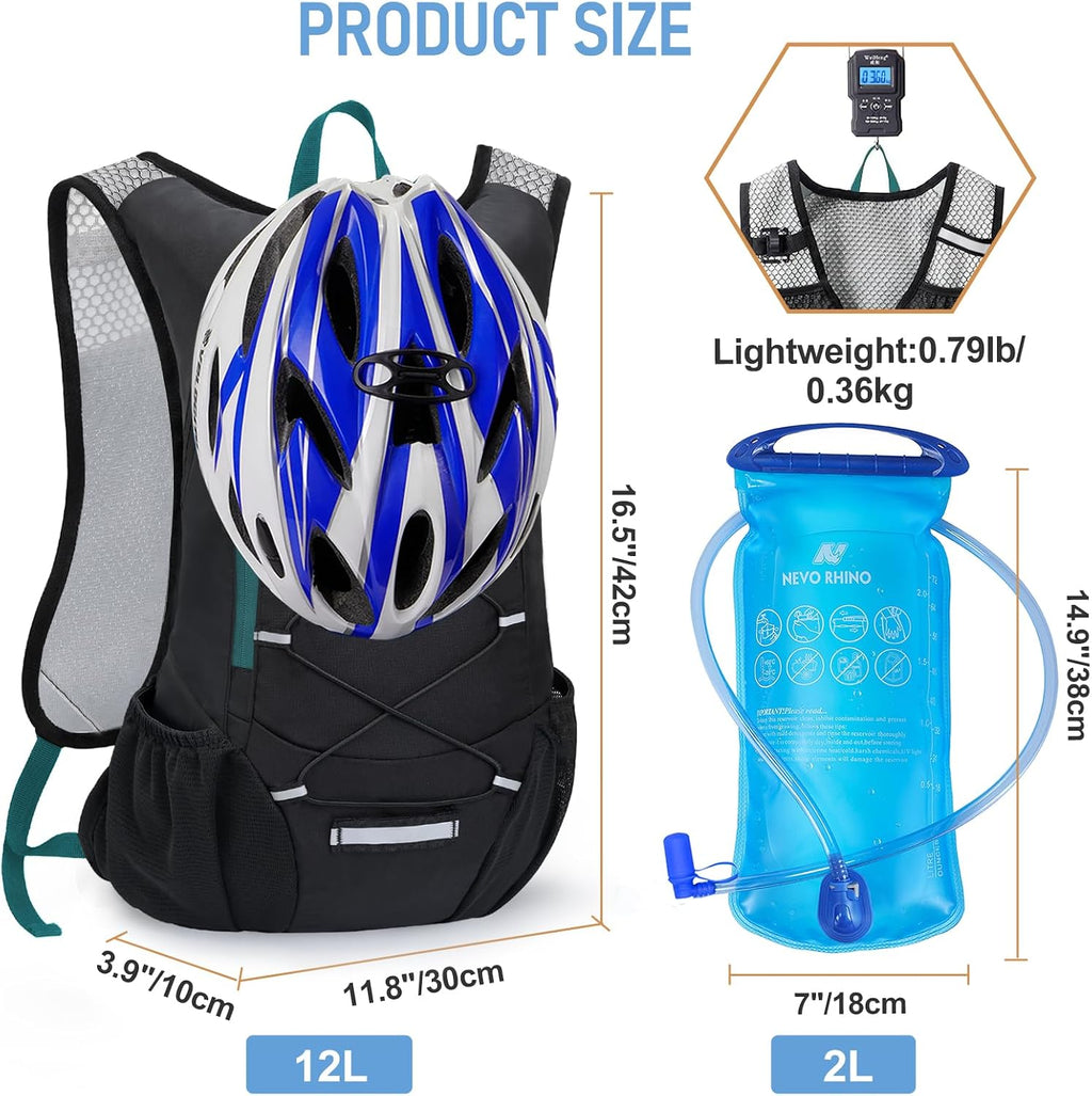 Lightweight Hydration Backpack, Running Backpack with 2L Water Bladder