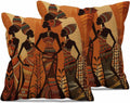 African Woman Silhouette Throw Pillow Covers Abstract Throw Pillow Covers 18"x 18" Set of 2 for Living Room Couch Bed Sofa Home Decor Soft Cushion Case