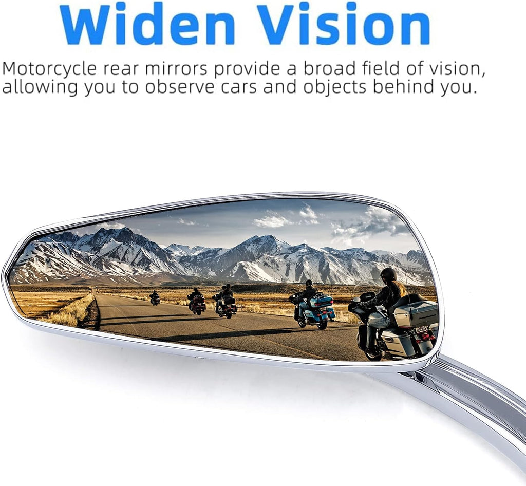 DREAMIZER Sportster Mirrors Compatible with Harley Road King Street Electra Glide Dyna Softail Road Glide Motorcycle Rearview 1982-2026 (Chrome Irregular)