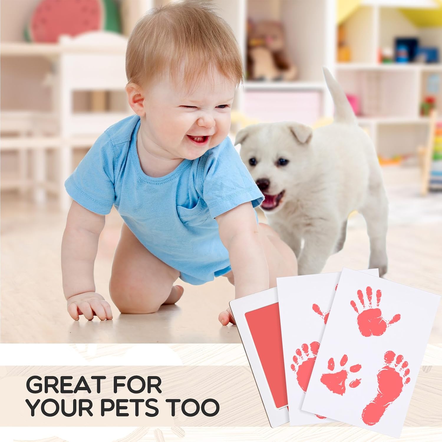 Jetec 8 Set Inkless Hand Footprint Paw Print Kit Ink Pad, Pink