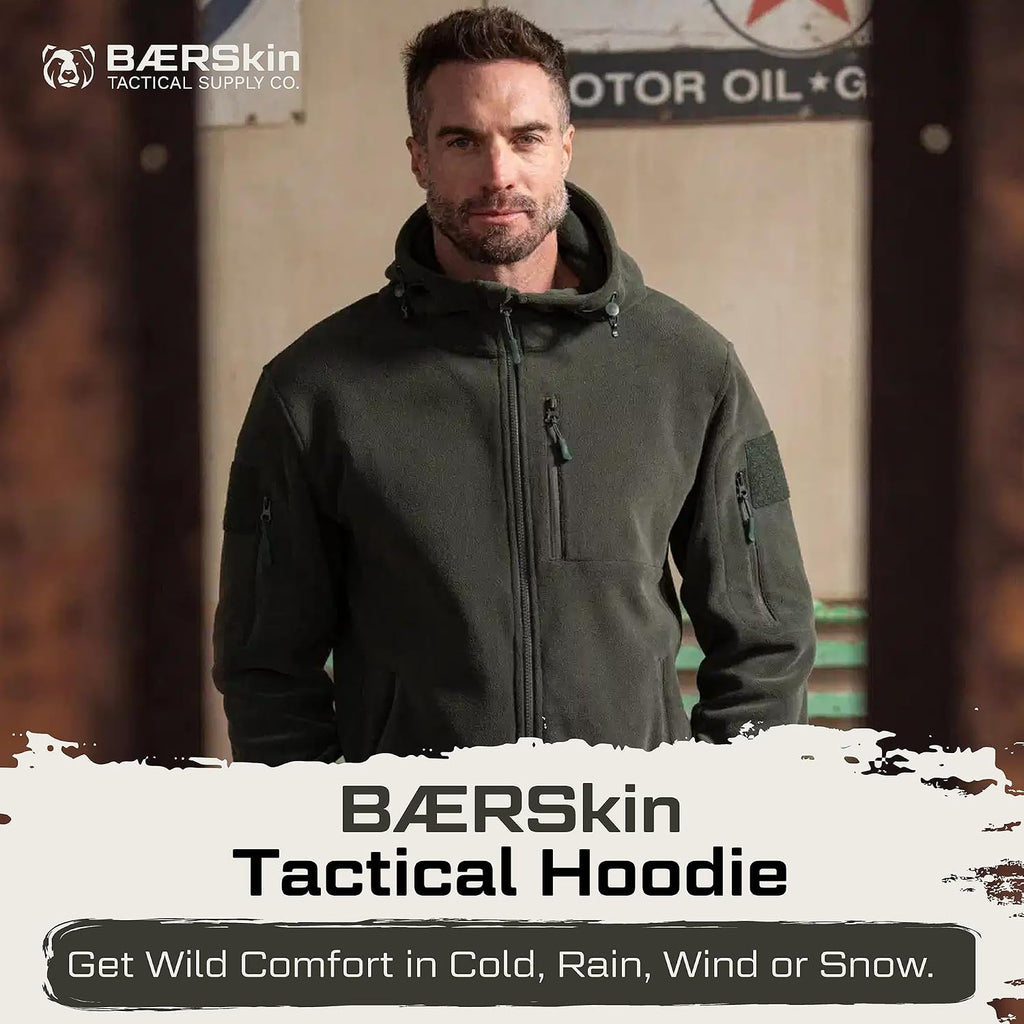 BAERSkin Tactical Hoodie Jacket for Men 4.0 - Military Style Fleece Sweater for Cold, Rain, Wind or Snow