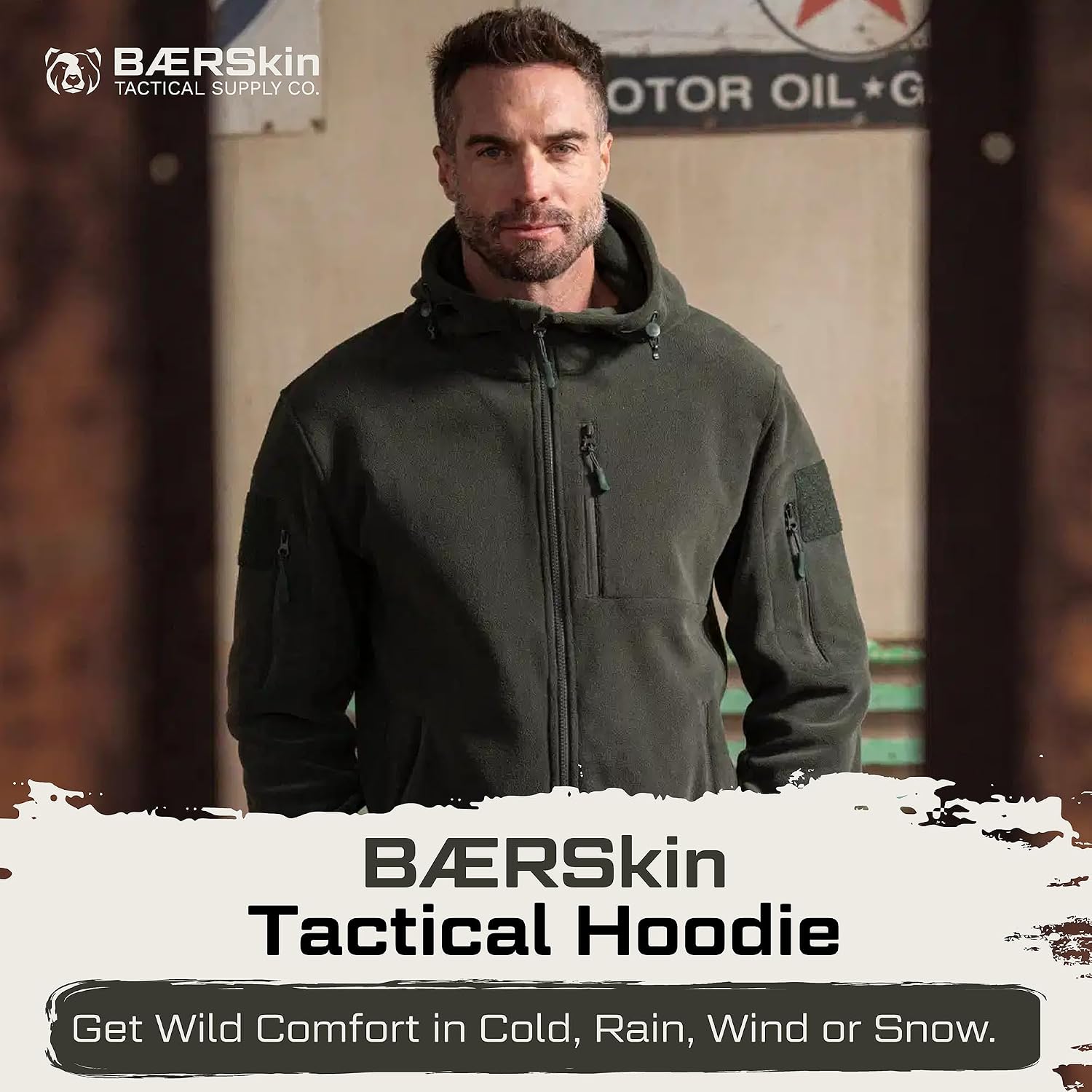 BAERSkin Tactical Hoodie Jacket for Men 4.0 - Military Style Fleece Sweater for Cold, Rain, Wind or Snow