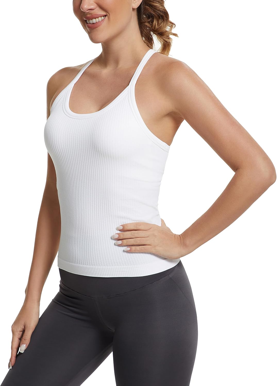 MathCat Seamless Workout Tank Tops with Built in Bra