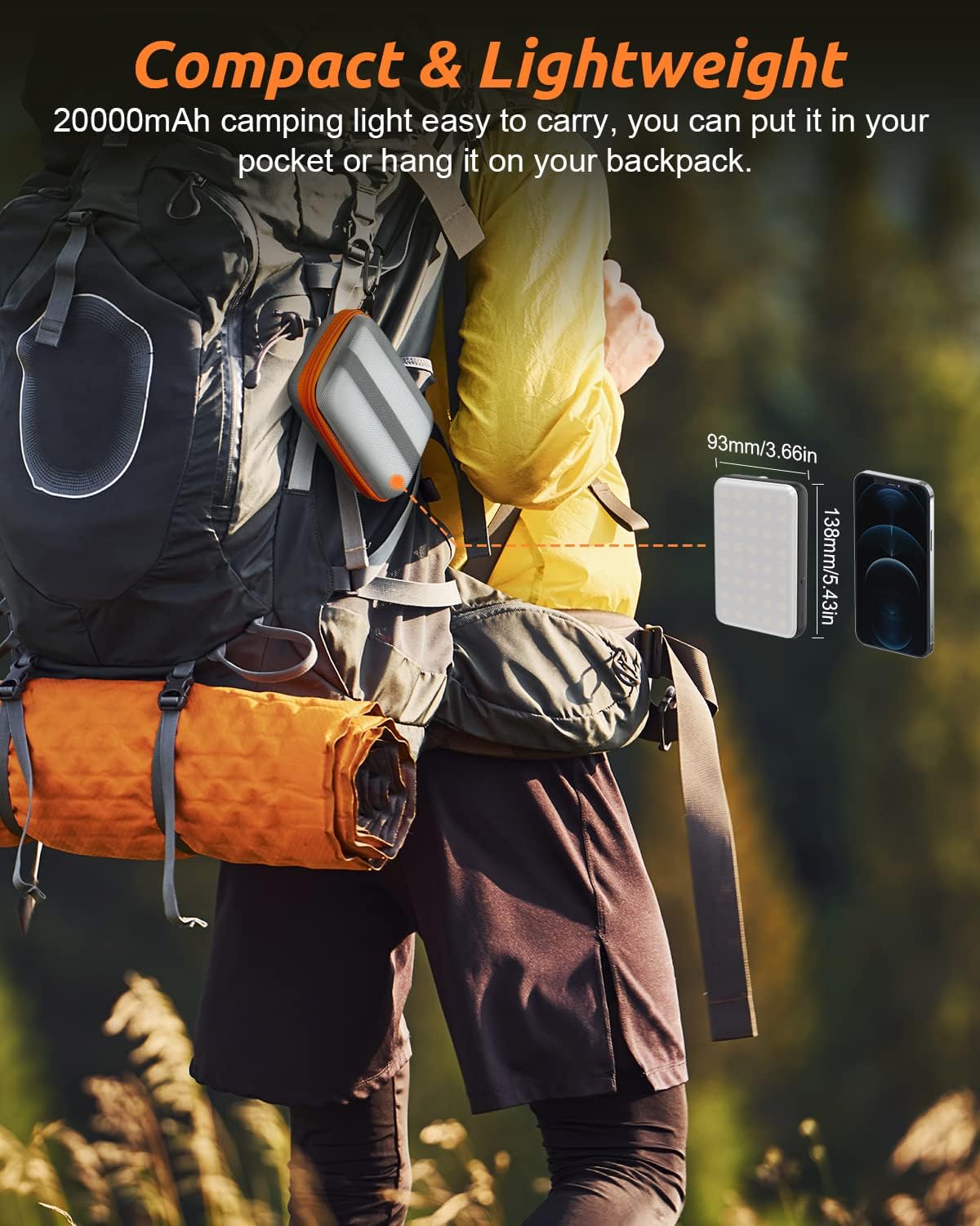 Eventek 20000mAh Rechargeable LED Work Light & Camping Tent Light | Portable Power Bank (Up to 144H), 90° Rotatable Stand Emergency Floodlight for Car Camping, Home Power Outage, Hurricane Storm