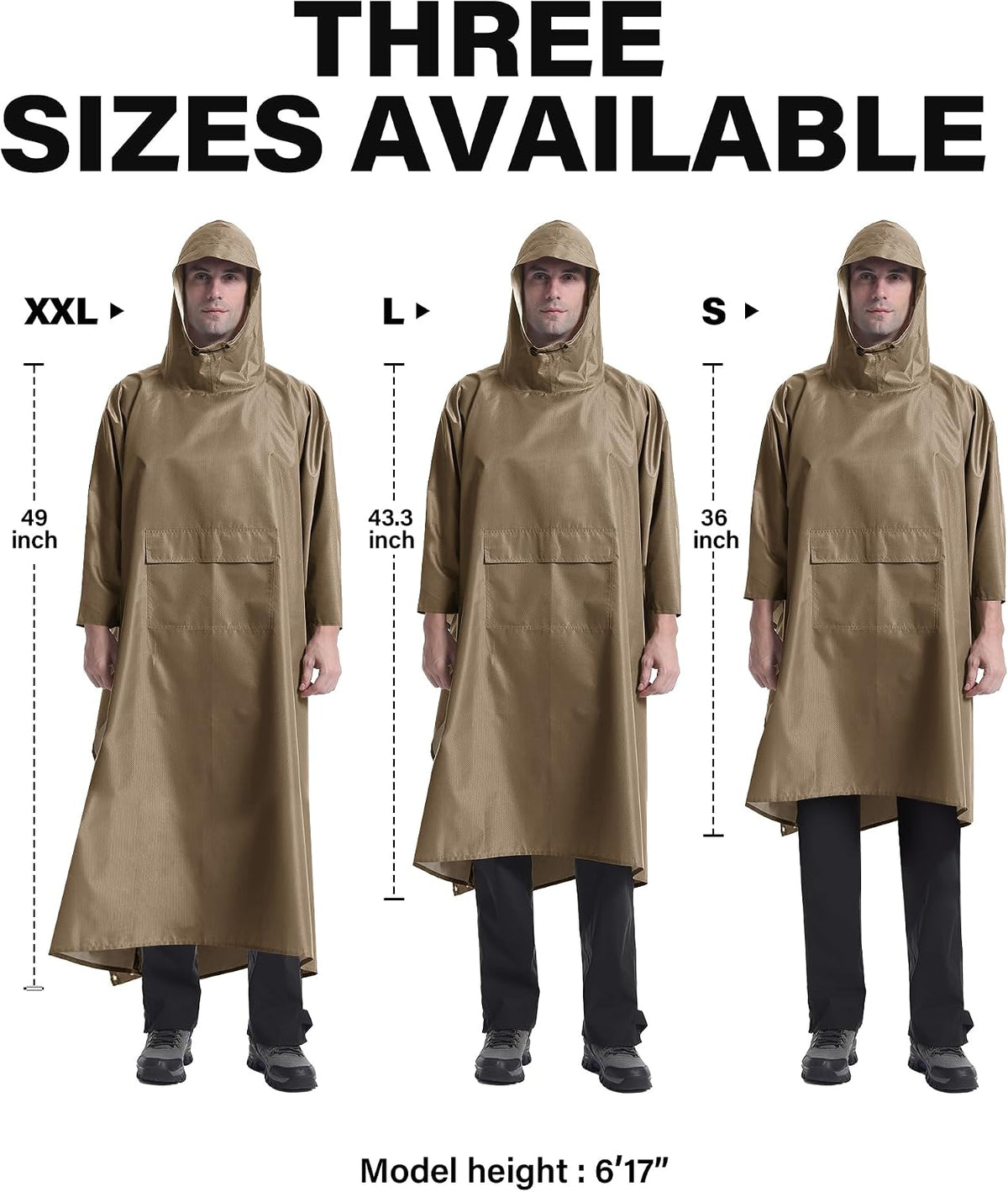 iCreek Hooded Rain Poncho Packable Waterproof Unisex Raincoat with Pocket