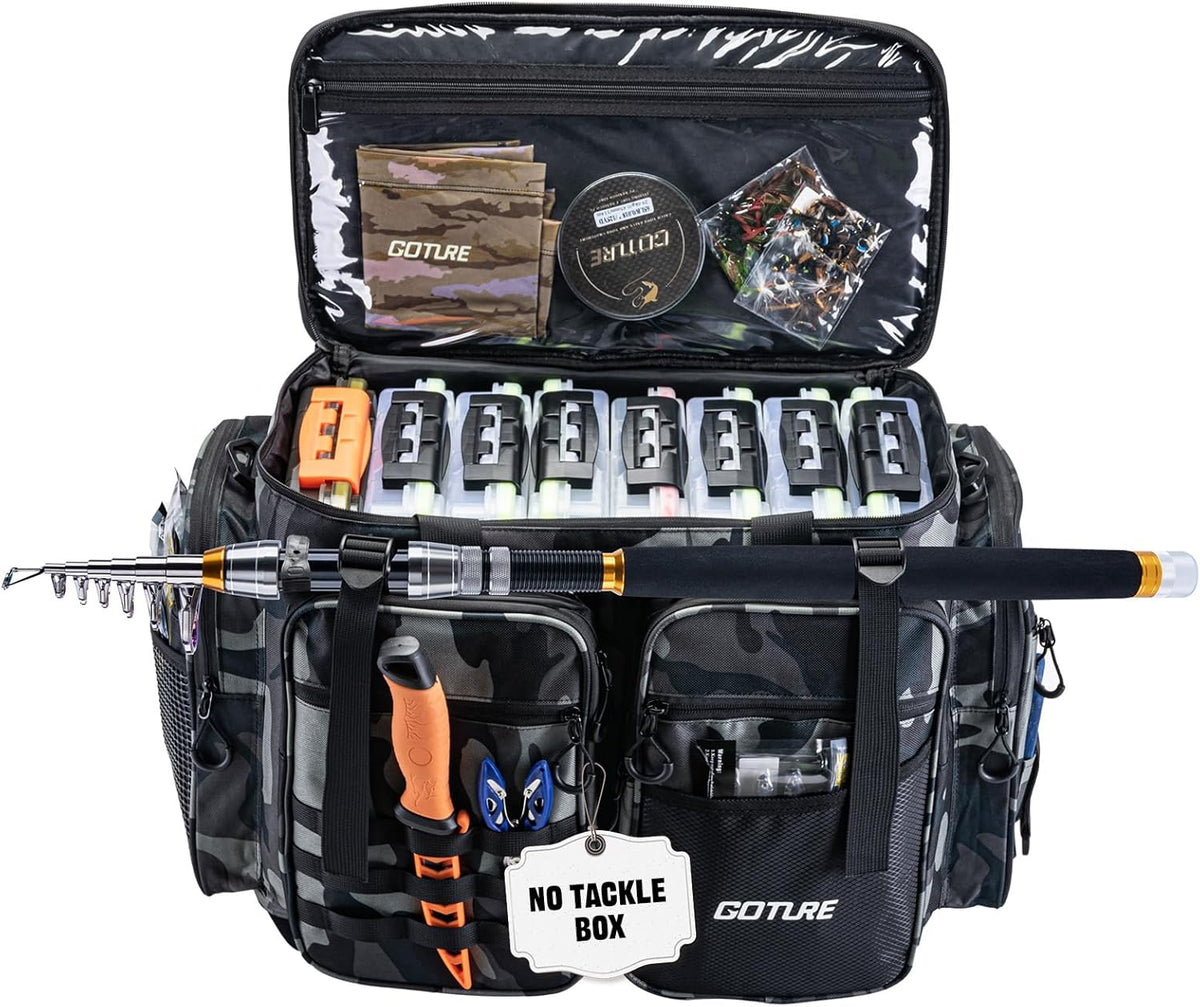Goture Large Tackle Bag, Water Resistant Saltwater Gear Storage