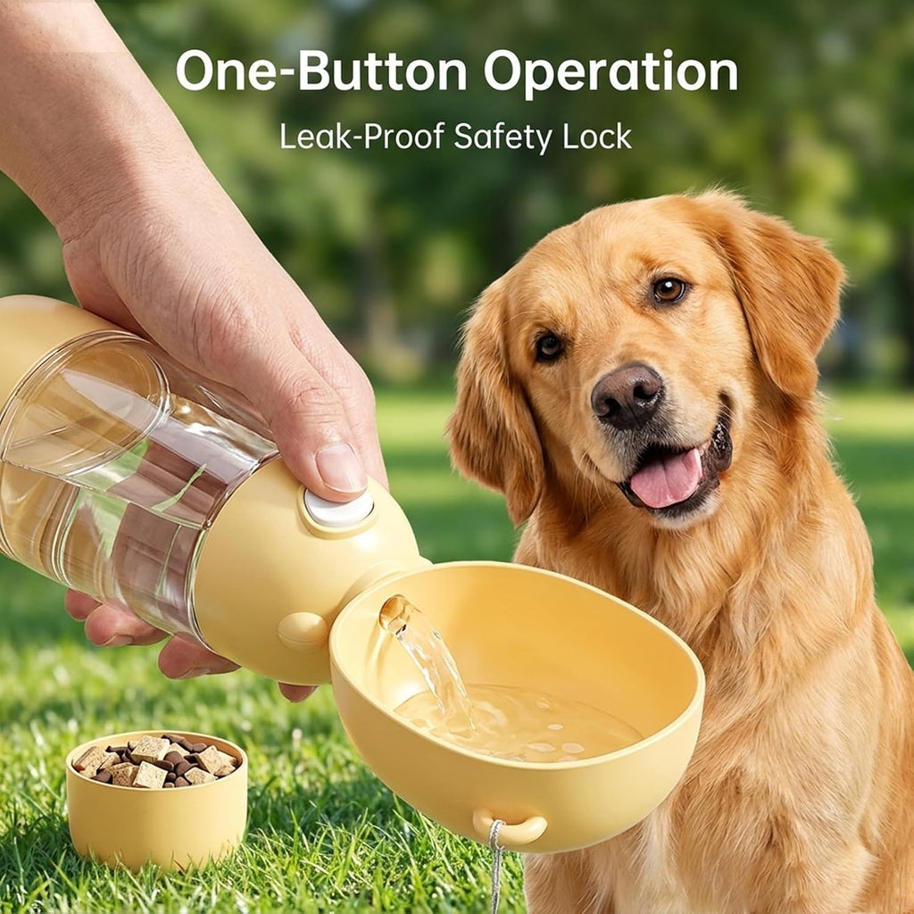 Portable Dog Water Bottle with Food Container and Filter for Outdoor