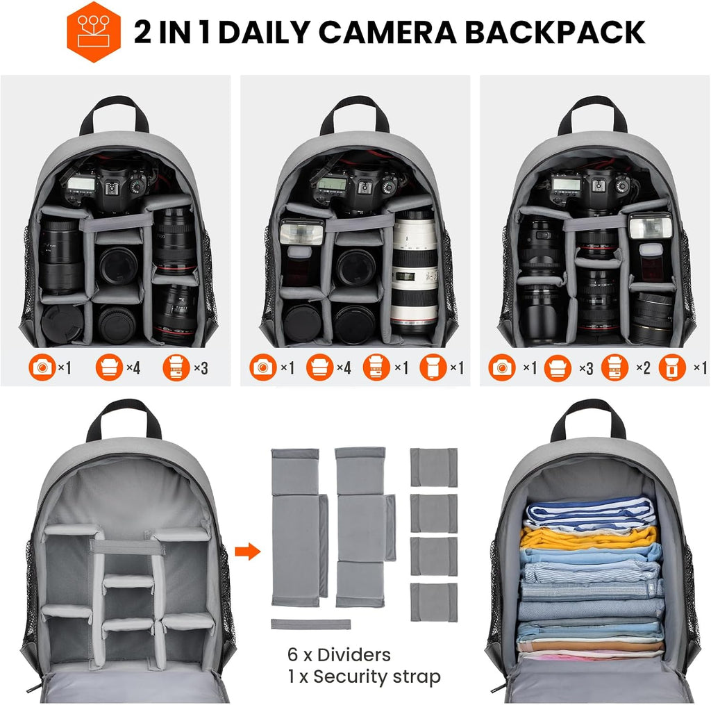 TARION Small Camera Backpack for Photographers Compact 12L Grey TB-S