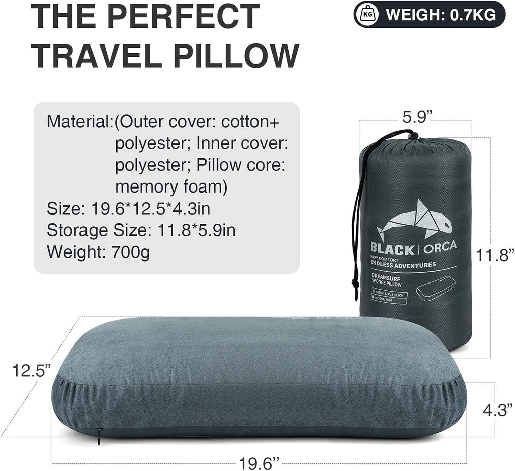 Memory Foam Camping Pillow for Backpacking and Travel,Camping Pillow