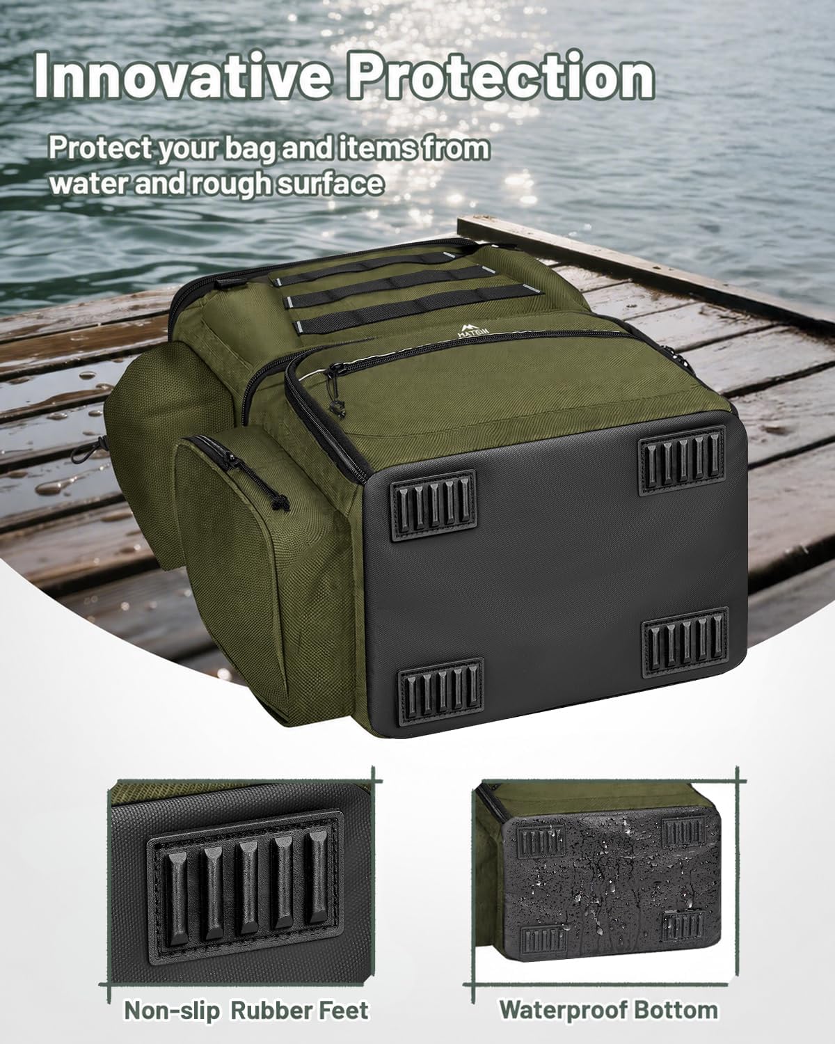 MATEIN Fishing Backpack with 4 Tackle Boxes, Fishing Bag with Rod Holder