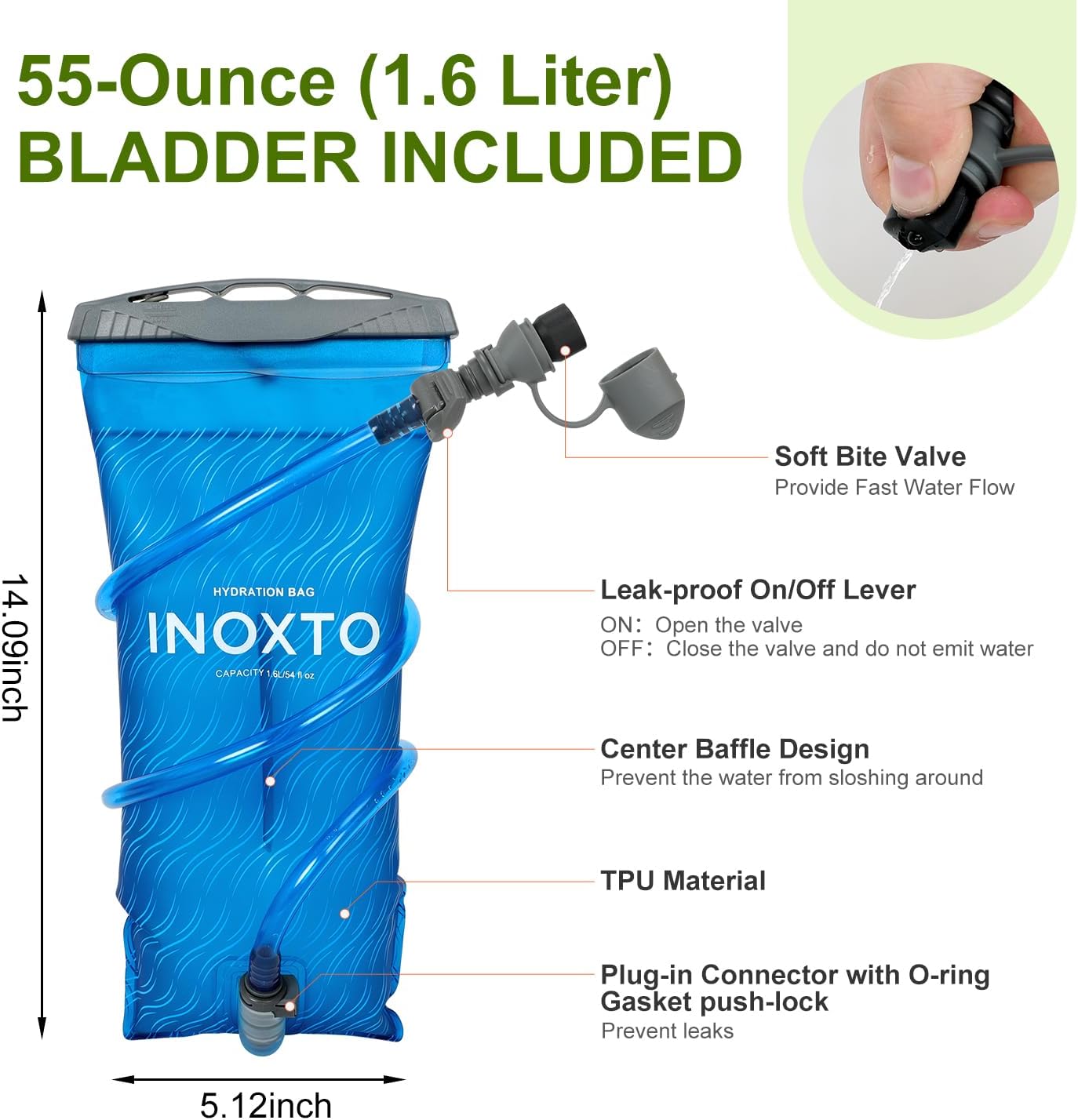 IX INOXTO Running Vest Hydration Backpack, Lightweight Running Backpack Hydration Pack with 1.6L Water Bladder Daypack for Trail Running Hiking Cycling Race Marathon for Women Men