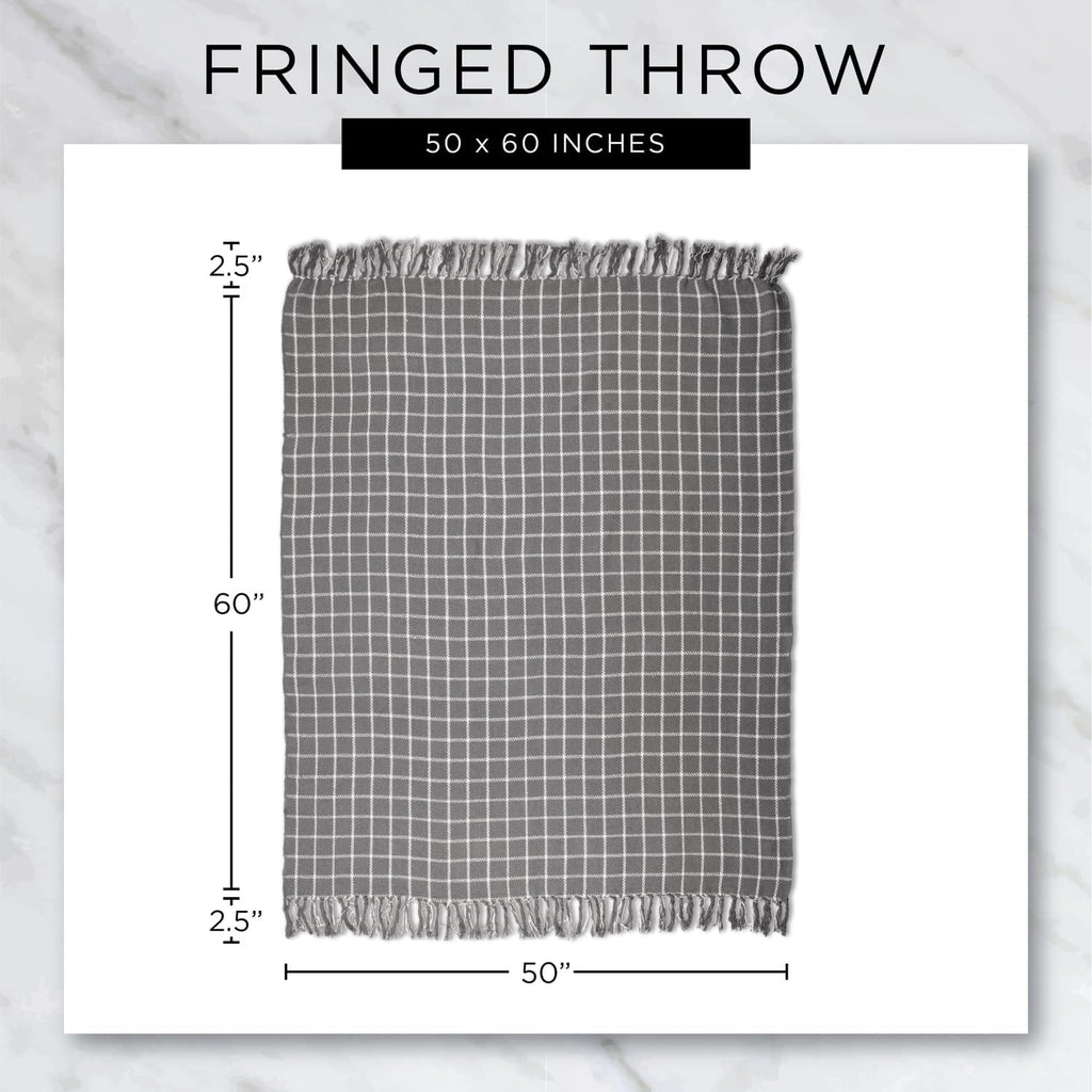 DII Rustic Farmhouse Double Diamond Woven Throw, 50x60, Stone