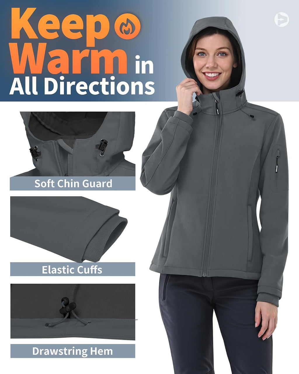 Outdoor Ventures Women's Softshell Jacket Fleece Lined Waterproof Rain Coat