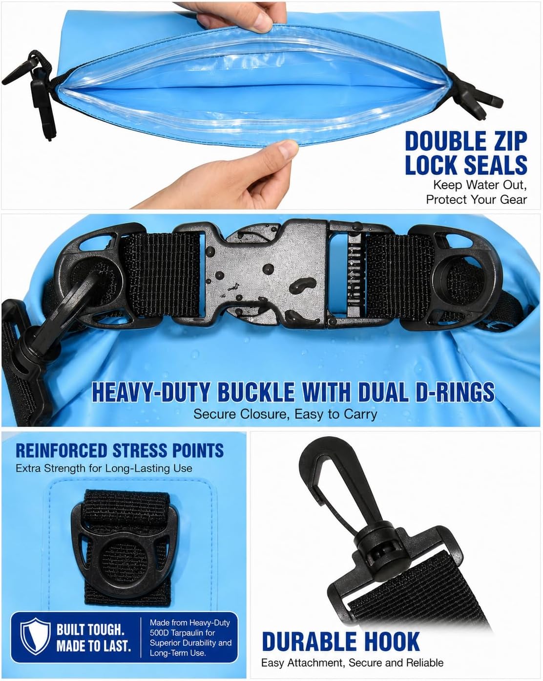 Freegrace Waterproof Dry Bag with Double Zip-Lock, Fanny Pack & Phone Case