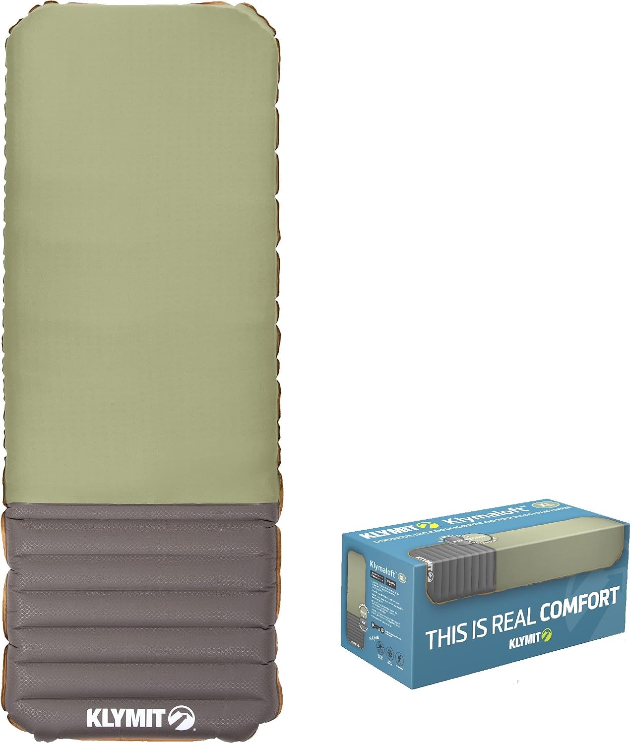 Klymit Klymaloft Lofted Inflatable Sleeping Pad for Camping with Memory Foam, Ultra-Thick Hiking and Backpacking Air Bed, 5 Inch Thick, Regular, Green