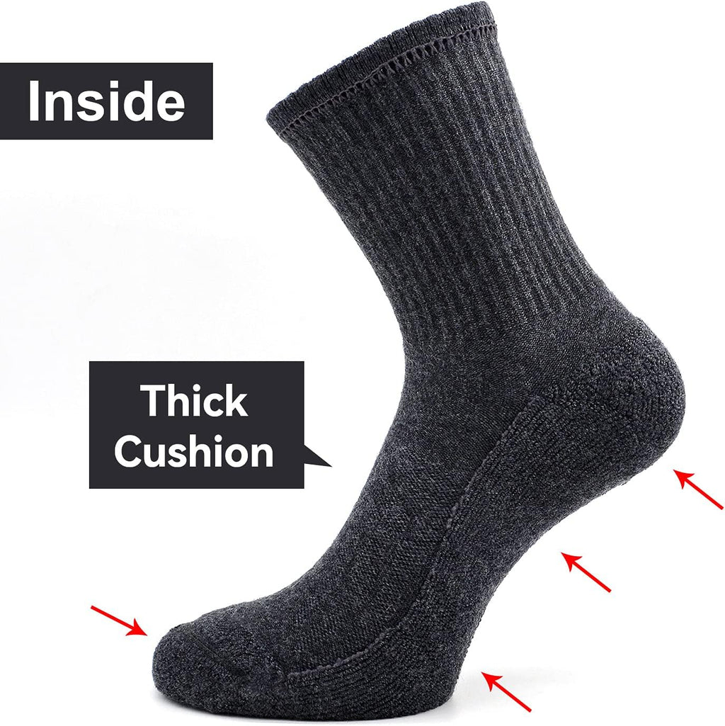 Socks Daze Crew Warm Merino Wool Blend Cushioned Hiking Socks for Men Women