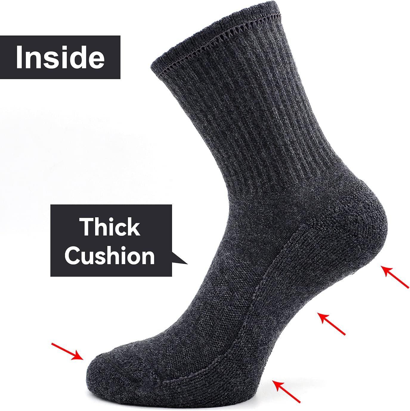 Socks Daze Crew Warm Merino Wool Blend Cushioned Hiking Socks for Men Women