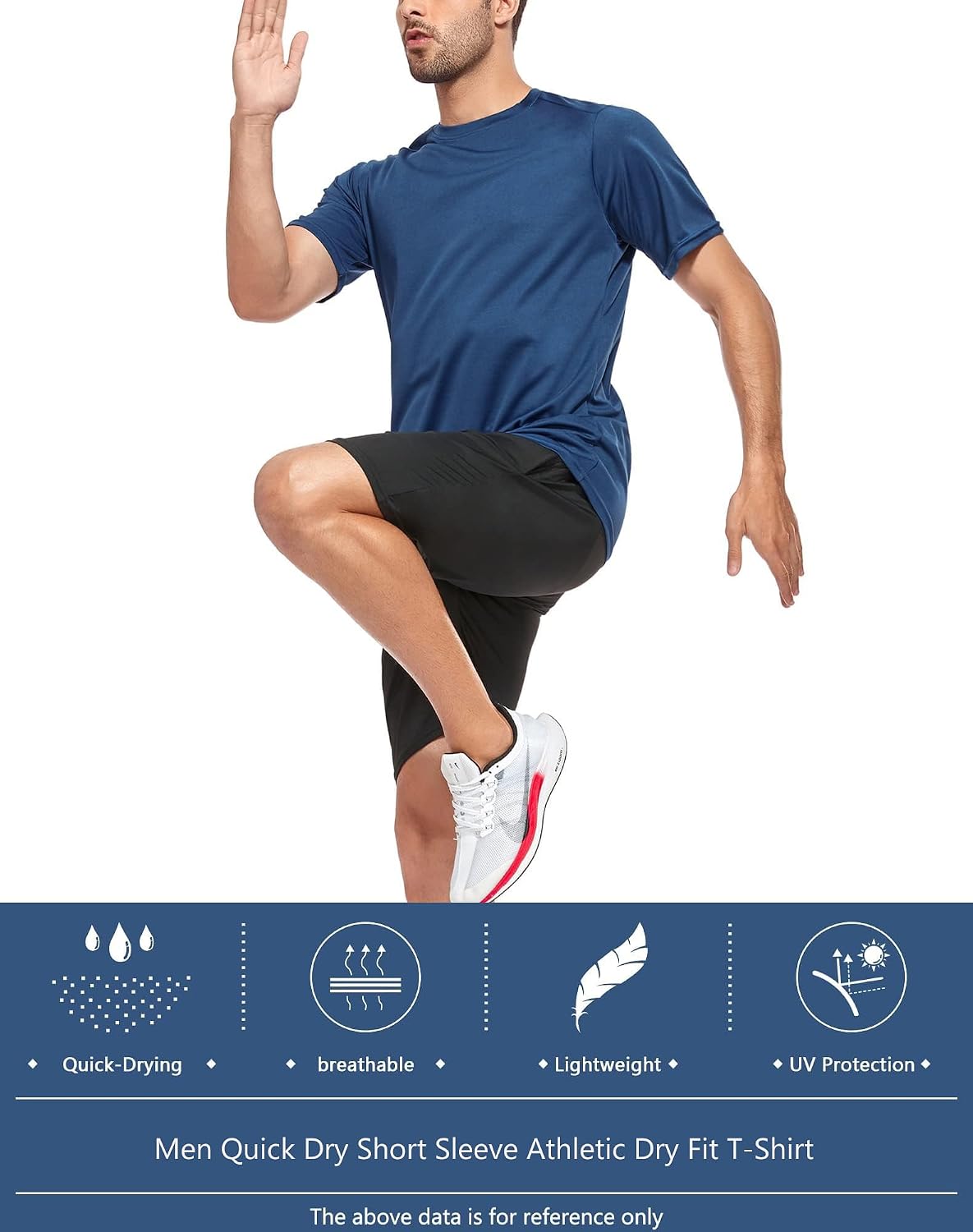 Kinglaman 1/4/5/6 Pack Men's Workout Gym Dry Fit Short Sleeve T Shirts