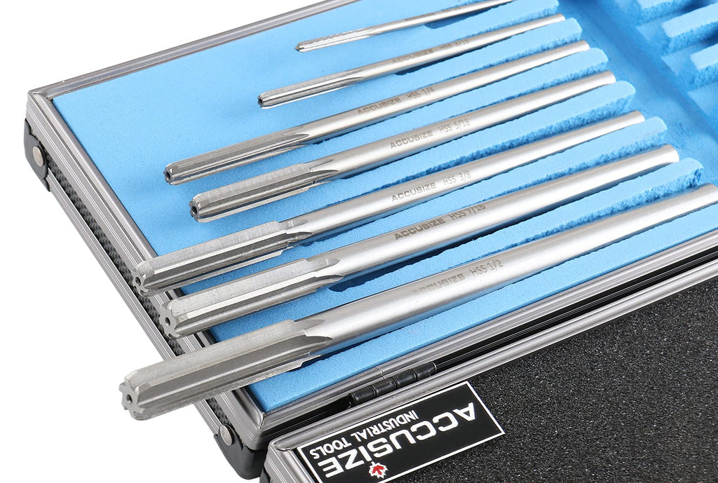 Accusize Industrial Tools Chucking Reamer Set, 1/8" to 1/2" by 1/16", 7 Pc