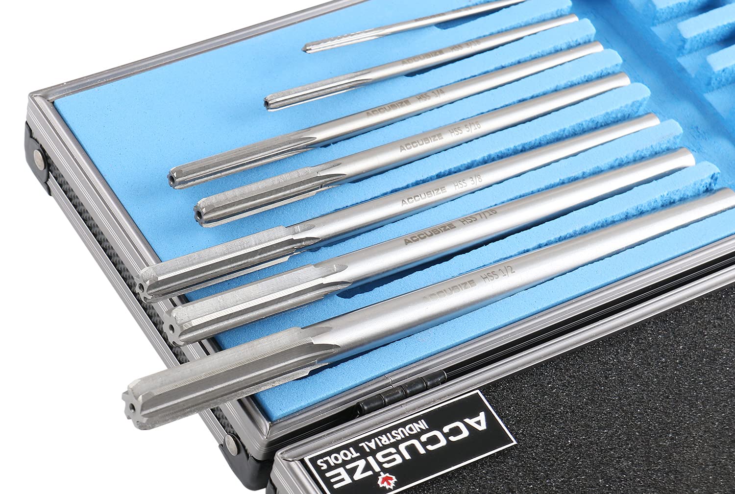 Accusize Industrial Tools Chucking Reamer Set, 1/8" to 1/2" by 1/16", 7 Pc