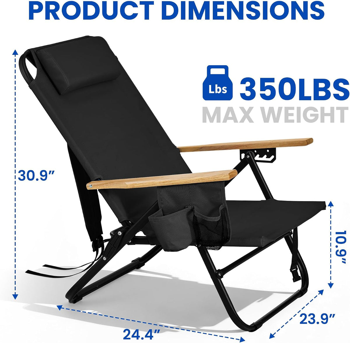 Portable Backpack Beach Chair for Adults,Black