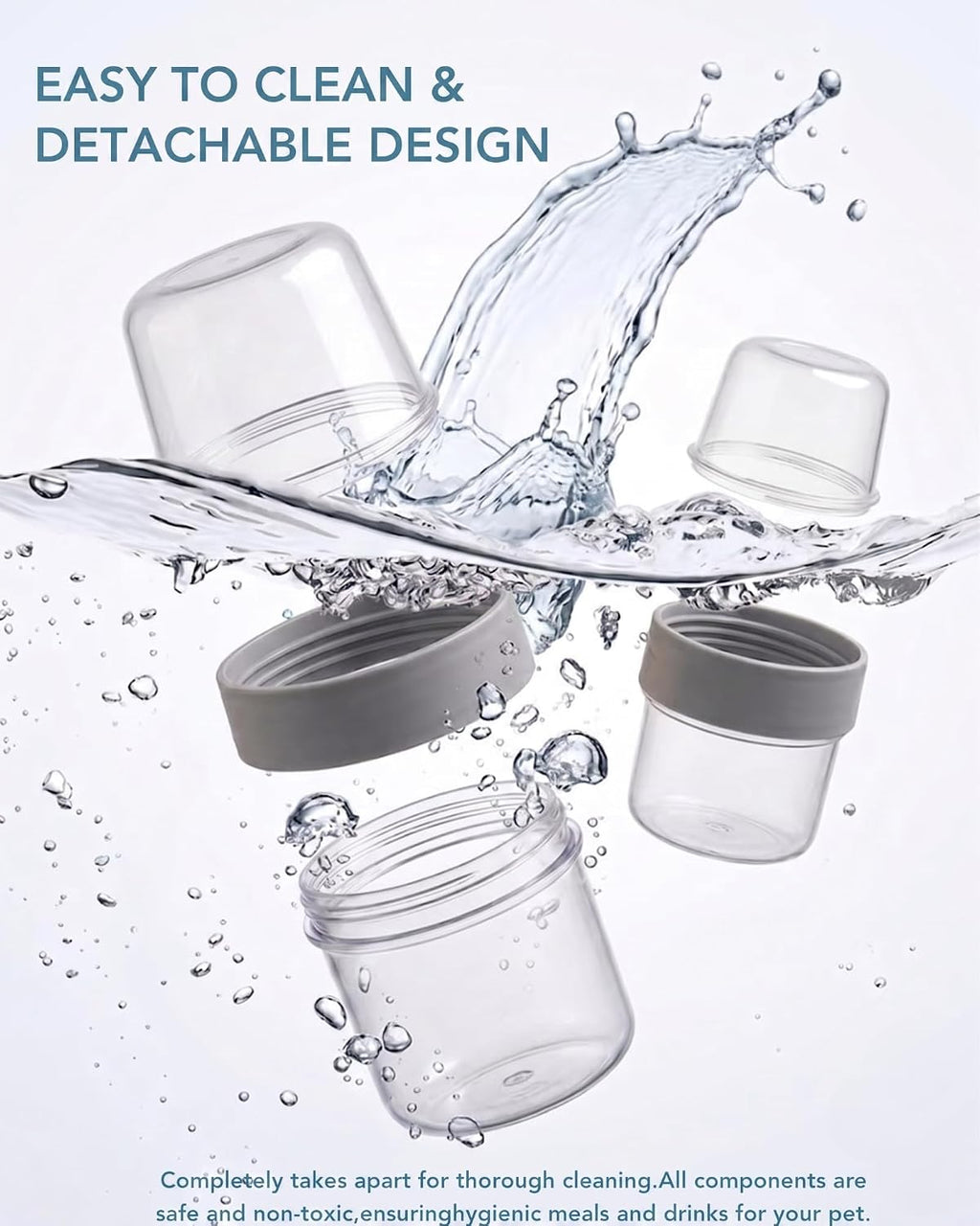 Portable Pet Travel Water Bottle and Food Container - 2-in-1 Detachable Dog Travel Cup for Walking, Hiking and Traveling - Leak-Proof, BPA Free & Food Grade Safety Material (Gray, Small Size)