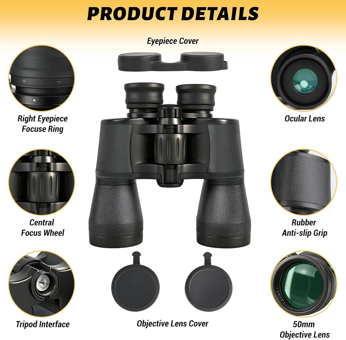 Binoculars for Adults，10x50 High Powered Binoculars for Bird Watching