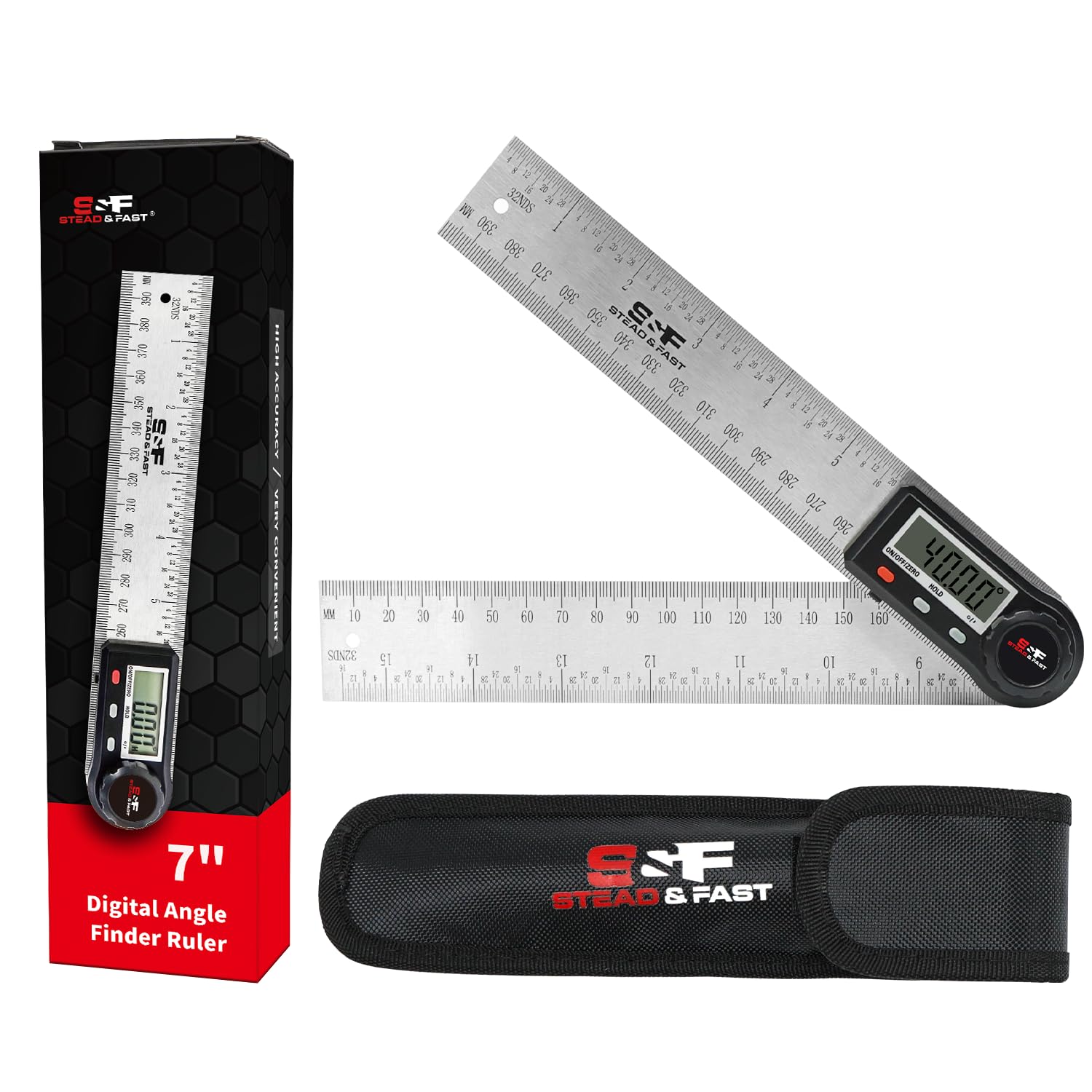 S&F STEAD & FAST Digital Angle Finder Tool with Case, 7 Inch / 200 mm