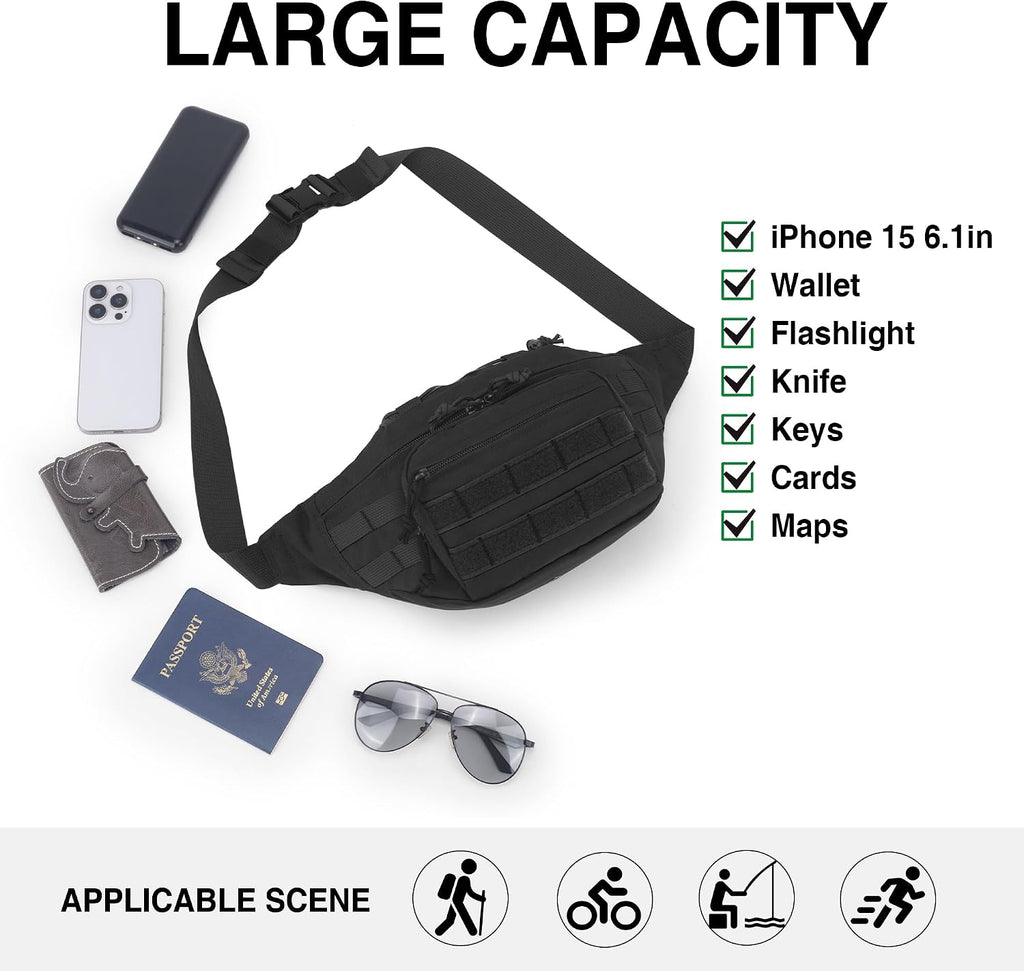 Mardingtop Tactical Fanny Pack for Men, Military Crossbody Waist Bag Utility Hip Belt Bumbag for Outdoor Travel,Hiking,Running,Walking,Fishing,EDC