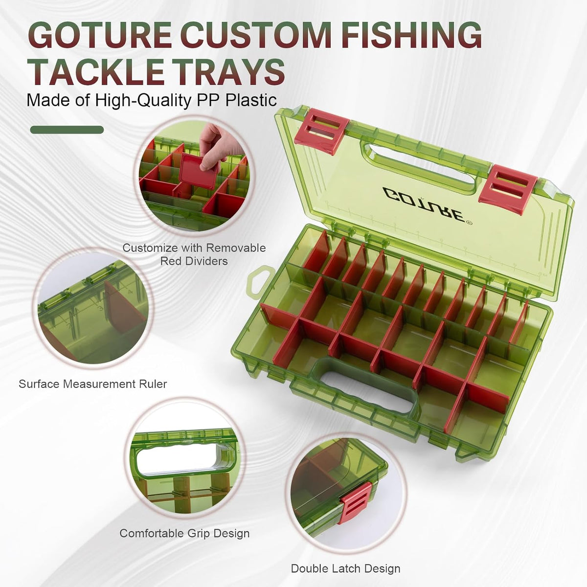 Goture OpenSide Tactical Sling Tackle Bag with 3 Tackle Trays and Fishing Tools, Lightweight Fishing Backpack Storage Gear and Equipment - Green Bag Outdoor, Gift for Men