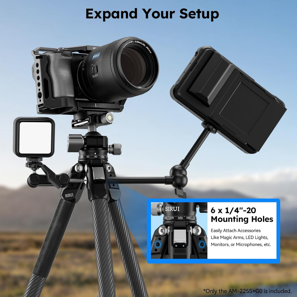 SIRUI 50"/127cm Carbon Fiber Travel Tripod with Quick Release Plate