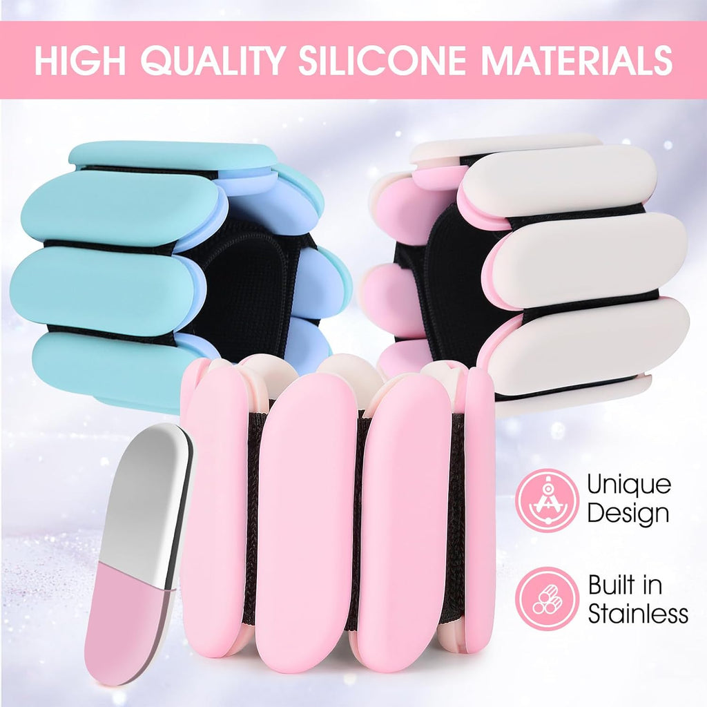 Wrist Weights, 2Pcs Wearable Wrist Ankle Weights for Women and Men, Adjustable Silicone Bracelets Suitable for Walking, Yoga, and Gym, Arm & Leg Workout, 2lb