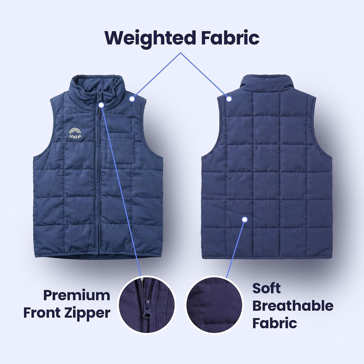Sereni Weighted Calming Vest for Kids, Therapy Compression Vest, Sensory for Emotional Regulation