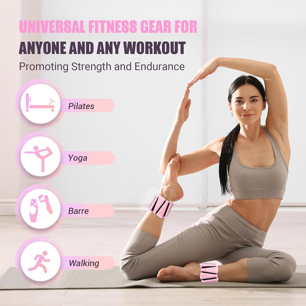 Wrist Ankle Weight for Women, Adjustable Silicone Weight Set of 2