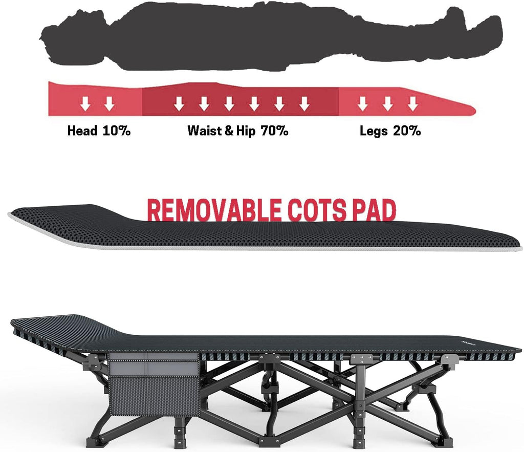 ATORPOK Camping Cot for Adults with Cushion, Tent Folding Cot for Sleeping