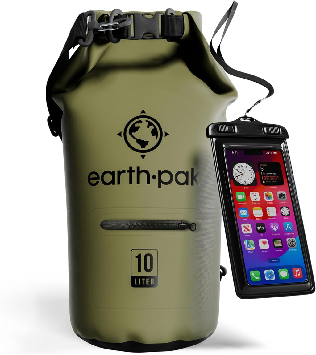 Earth Pak Waterproof Dry Bag with Zippered Pocket - Waterproof Dry Bag Backpack Keeps Gear Dry