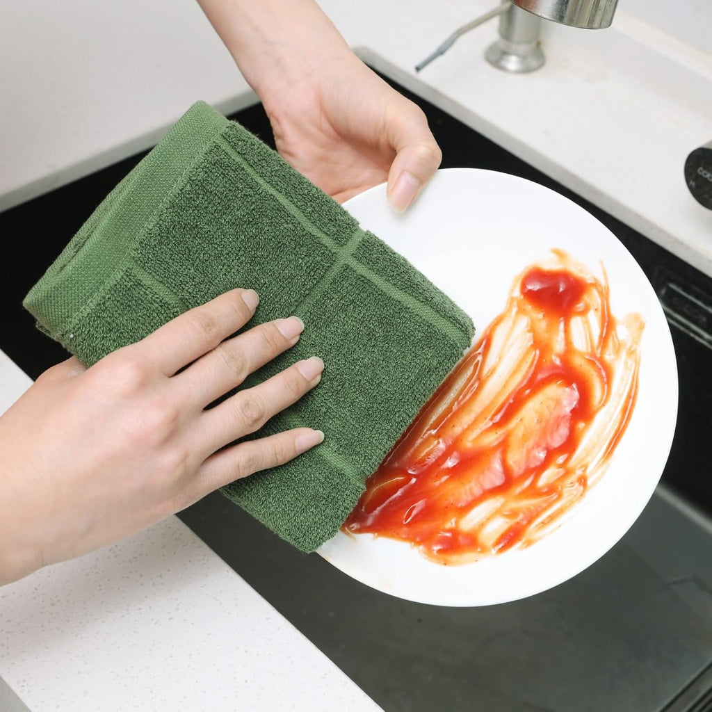 Glynniss Kitchen Towels Pack of 6, Dish Towles for Kitchen Drying, Cotton Kitchen Hand Towels (Grey, 15x25 inches - 6pcs)