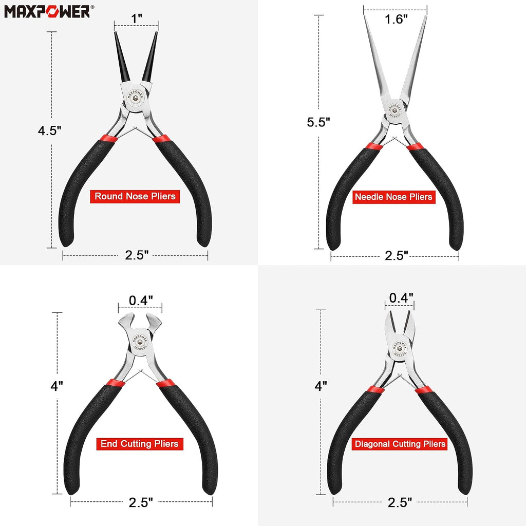 MAXPOWER 8-Pc Mini Pliers Set – Jewelry Making, Wire Wrapping, Crafts & DIY
